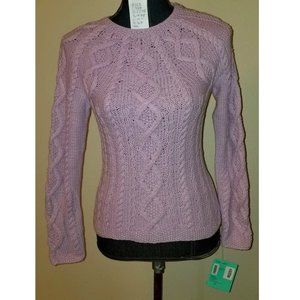 #163 NWT Sm Caslon 55% lilac cotton hand knit swtr